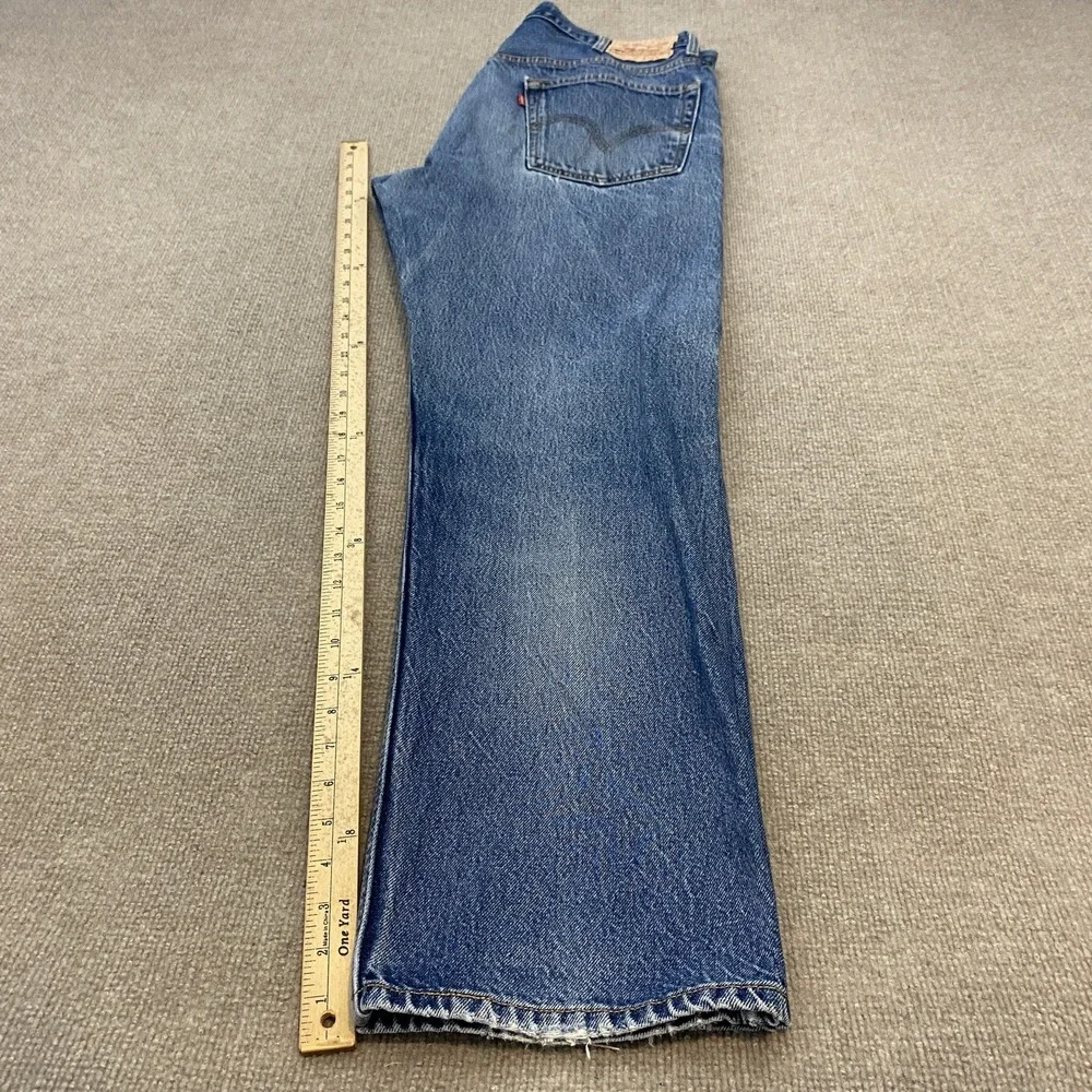 Levis Jeans Mens 38x32 Faded Blue 505 Straight Leg VTG Y2K 2004 Distressed Denim